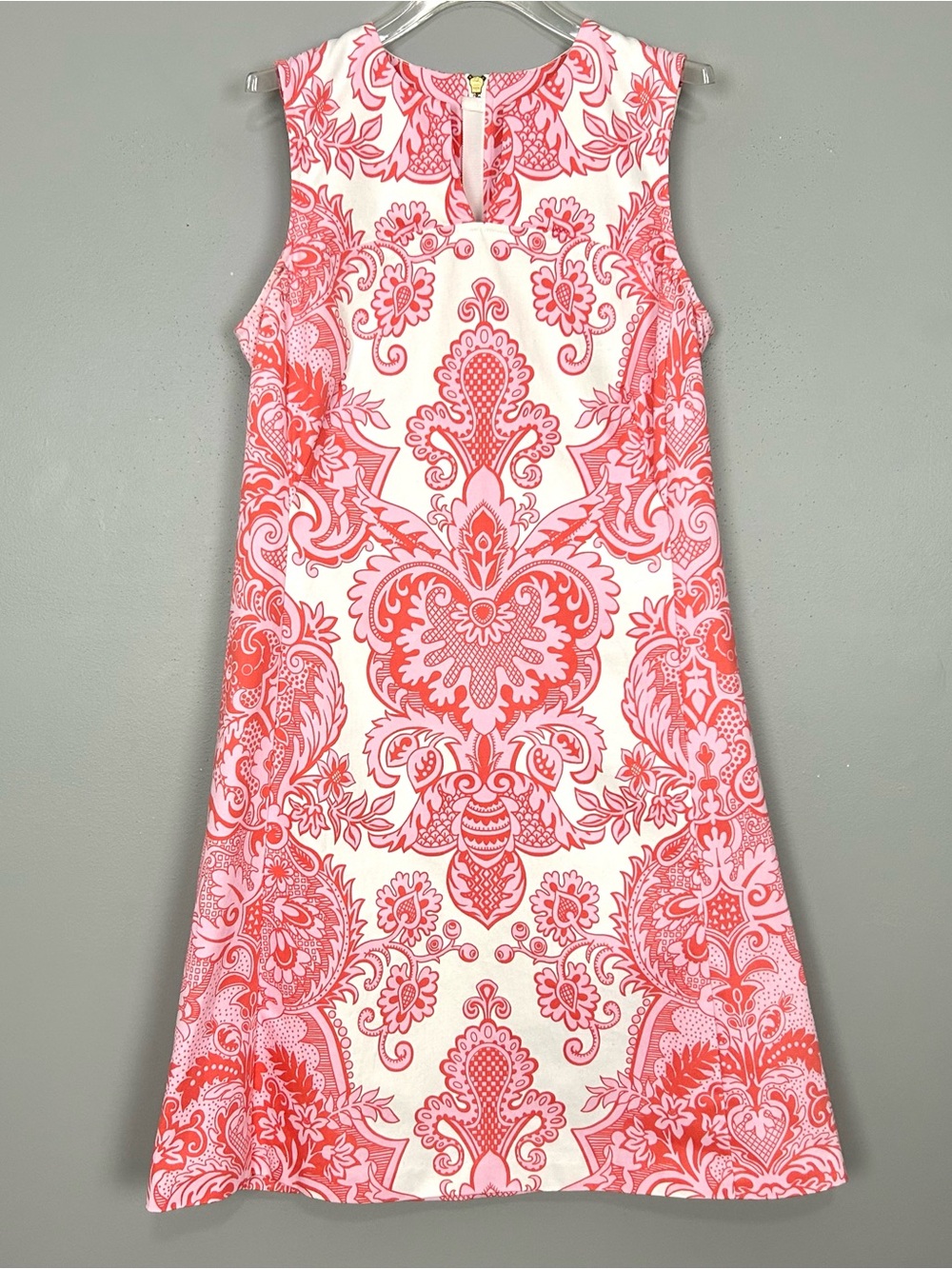 Lesley Evers Damask Shift Dress Women’s Size M 100% Cotton Sleeveless Colorful